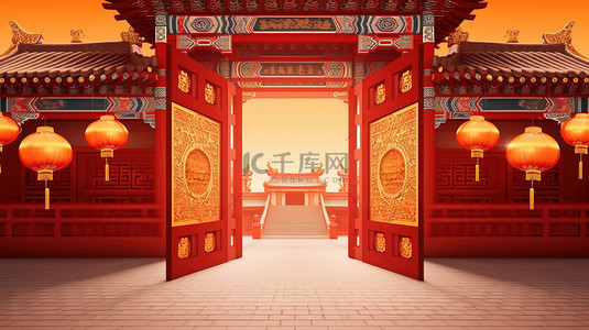 古代大门背景图片_古代宫殿雄伟的大门背景素材