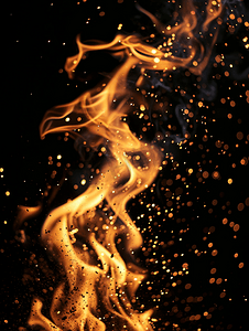 爆炸mg摄影照片_在黑色背景的火焰火花