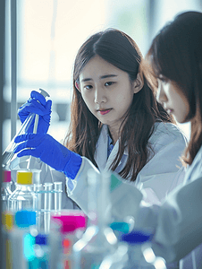 年轻女科学家在临床实验室试验研究