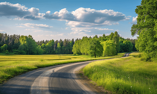 风景马路摄影照片_自然风景乡村景观一条公路