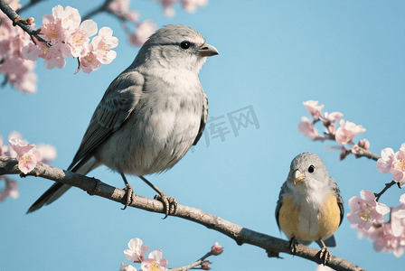 春日叽叽喳喳小鸟图片