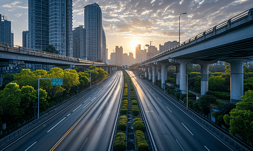 上海高架的路中交通运输