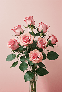 520粉色玫瑰摄影照片_粉色玫瑰鲜花花束摄影照片