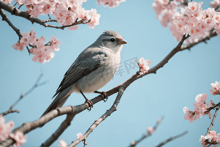 小鸟春天摄影照片_春日站在树枝上的小鸟摄影图6