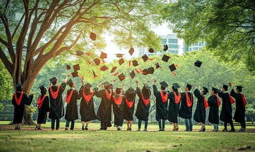 学生庆祝毕业教育校园