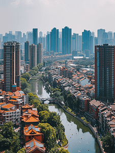 高空摄影成都城市风景摄影