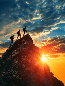 斗争摄影照片_商务企业文化攀爬一座山攀登克服困难