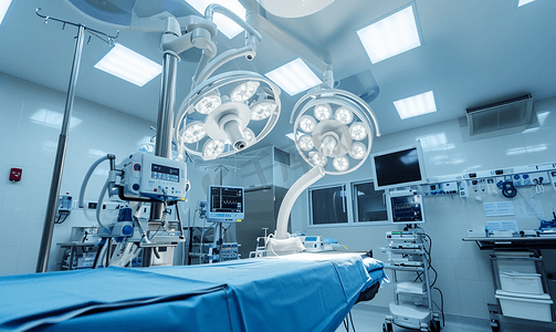 蒸馏器材摄影照片_手术室的现代化设备神经外科医疗器械