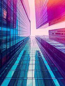 科技商务建筑摄影照片_摩天大楼高科技商务楼城市