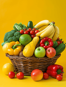青翠摄影照片_蔬菜水果篮子瓜果水果蔬菜篮子堆