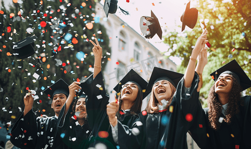 学生庆祝毕业教育校园