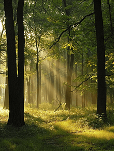 自然风景在森林的早晨