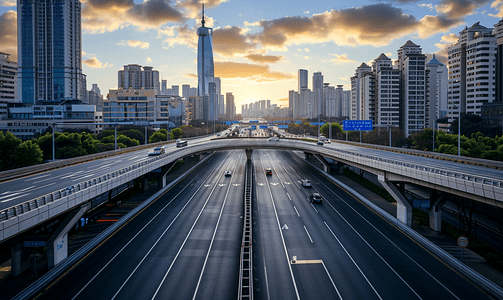上海高架摄影照片_上海高架的路中交通运输