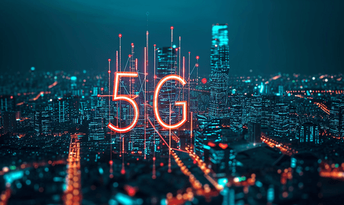 物联网科技线摄影照片_科技城市背景的5G网络无线通信技术网络连接智能城市