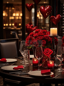 情人节布置背景图片_情人节餐厅布置玫瑰花浪漫素材