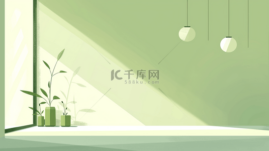 绿色温馨室内阳光盆景的背景图1
