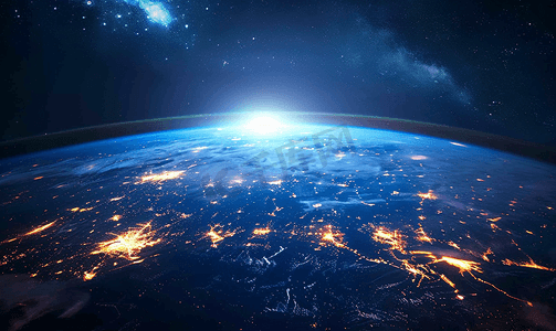 太空拍摄地球城市灯光