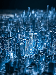城市现代化背景图片_蓝色数字化智能城市现代化展板背景14