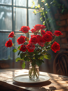 情人节遇上春节背景图片_浪漫情人节桌子上摆满玫瑰图片