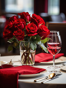 情人节布置背景图片_情人节餐厅布置玫瑰花浪漫图片
