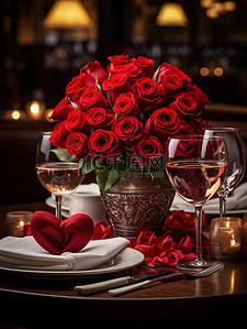 玫瑰花素材背景背景图片_情人节餐厅布置玫瑰花浪漫背景素材