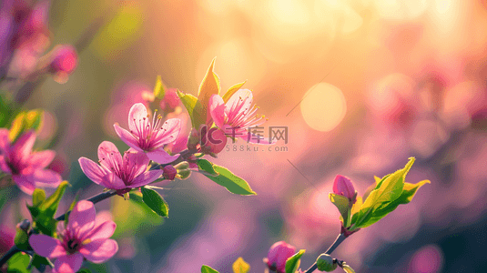 春天阳光下户外草坪上美丽花朵开放背景14