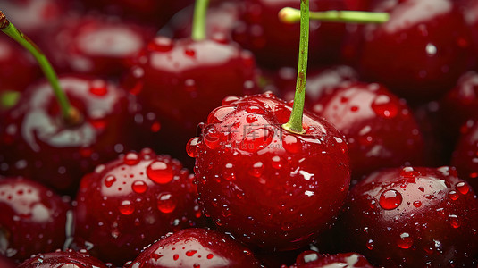 水果，好吃的背景图片_新鲜水滴的樱桃水果设计