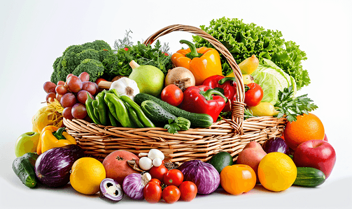 蔬菜水果篮子瓜果水果蔬菜篮子堆