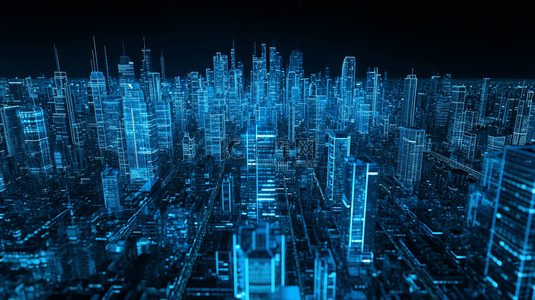 蓝色展板背景图片_蓝色数字化智能城市现代化展板背景4