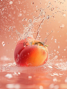 水果桃子背景图片_水果桃子水花飞溅图片