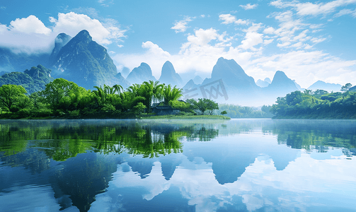 广西桂林山水风景摄影照片_桂林丽江美丽的风景