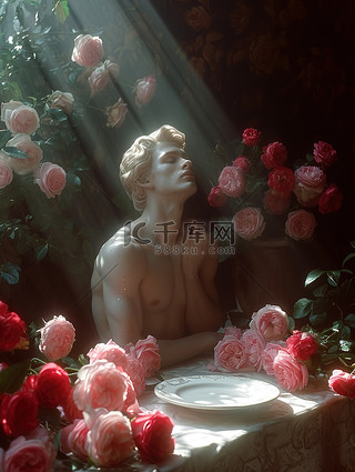 桌子背景图片_浪漫情人节桌子上摆满玫瑰背景图片