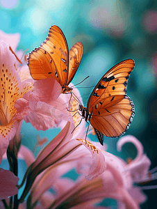 文艺炉火摄影照片_春天花丛中的两只蝴蝶