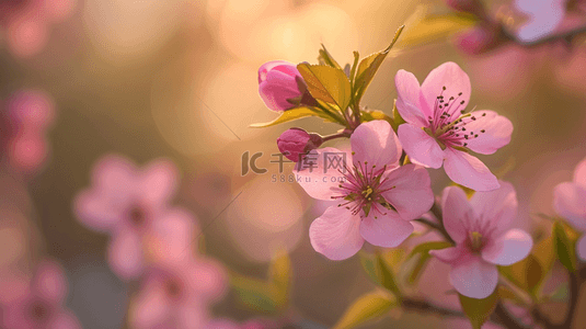 春天阳光下树枝枝头开花的背景图8