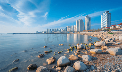 青岛现代城市风景海岸线