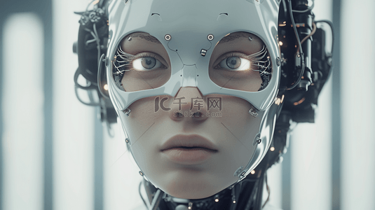 高清高科技数据女性机器人头像的背景图24