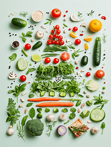 拜拜卡路里摄影照片_均衡饮食蔬菜水果食材原料
