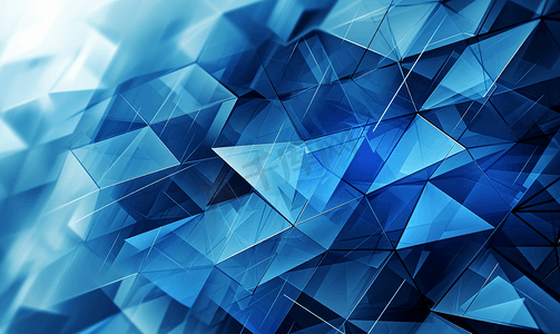 蓝色简约几何摄影照片_蓝色几何形状抽象技术背景
