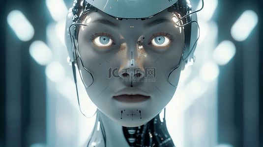 高清高科技数据女性机器人头像的背景图23
