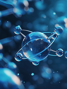 抽象分子设计清澈的蓝色水原子
