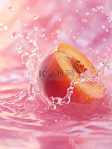 水果桃子背景图片_水果桃子水花飞溅素材