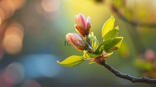 春天的背景图背景图片_春天阳光下树枝枝头开花的背景图2