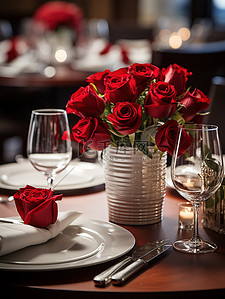 情人节布置背景图片_情人节餐厅布置玫瑰花浪漫设计图