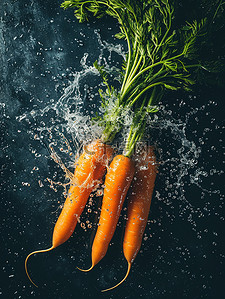 新鲜蔬菜胡萝卜背景图片_蔬菜胡萝卜水花飞溅设计图