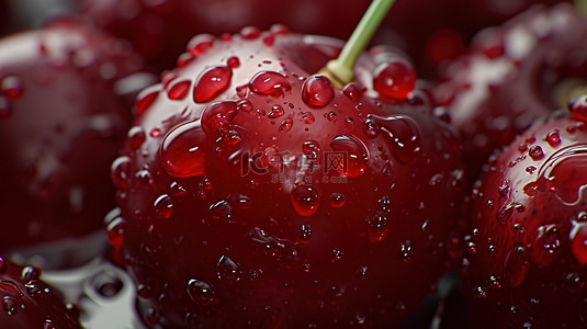 美味的水果背景图片_新鲜水滴的樱桃水果设计图