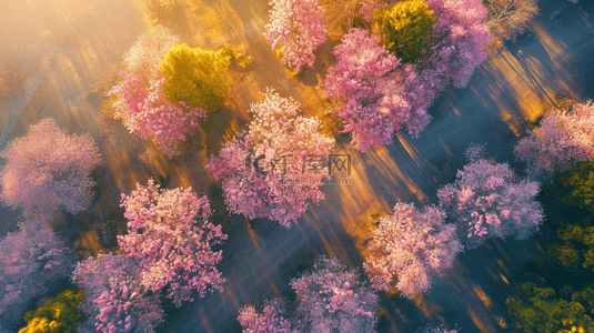 春天的背景图背景图片_春天阳光下俯视森林树木的背景图6
