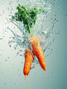 新鲜蔬菜胡萝卜背景图片_蔬菜胡萝卜水花飞溅背景