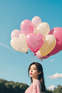 粉色情人节气球配图5摄影图