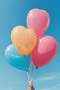粉色情人节气球摄影图片