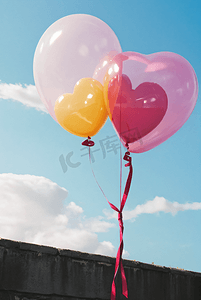 粉色情人节气球配图0摄影图